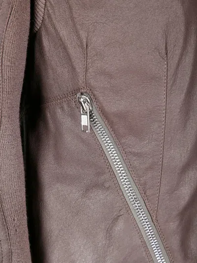 Rick Owens Tailored Brown Lamb Leather Jacket With Padded Shoulders In Brown