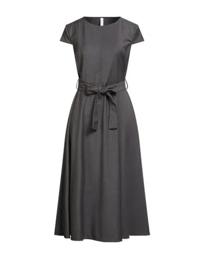 Tensione In Woman Midi Dress Charcoal Size M Viscose, Polyester, Elastane In Gray