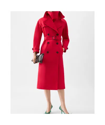 Jacquemus Belted Trench Coat With Structured Collar In Red