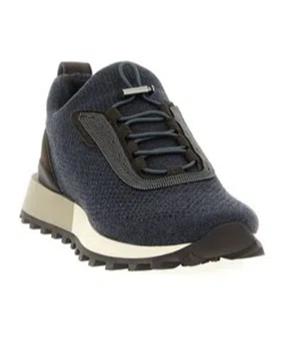 Brunello Cucinelli Women Runners In Techno Fabric And Calfskin With Precious Trim In Gray