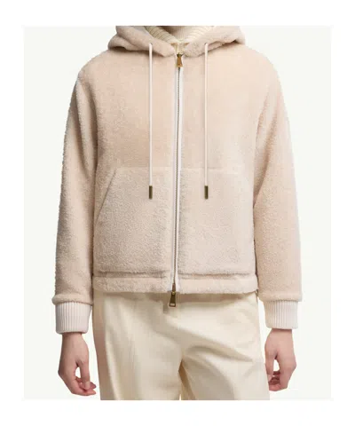 Moncler Teddy And Nylon Reversible Padded Hoodie Clothing In Pink