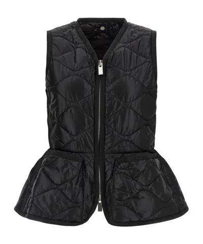 Sacai Convertible Plush-trimmed Padded Leather Jacket In Brown