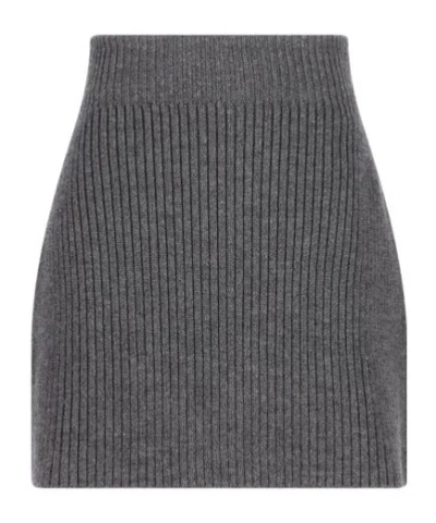 Givenchy Ribbed-knit Wool And Alpaca-blend Miniskirt In Gray