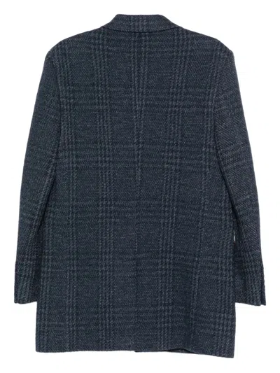 Etro Checked Three-button Jacket In Blue