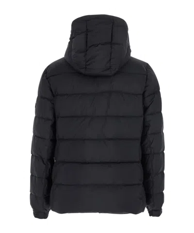 Tatras Domiziano Black Down Jacket With Fixed Hood And Logo Patch On The Sleeve In Tech Fabric Man In Black