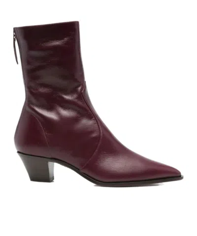 Aquazzura Ankle Boot With Cone Heel And Pointed Toe In Burgundy