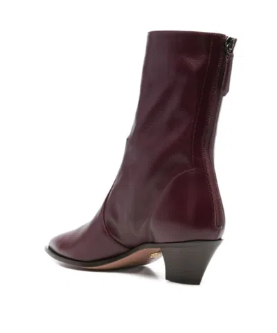 Aquazzura Ankle Boot With Cone Heel And Pointed Toe In Burgundy