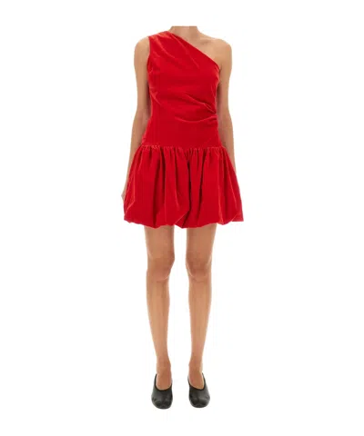 Patou One Shoulder Knee Length Dress With Asymmetric Design In Red