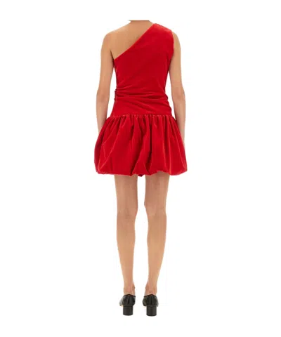 Patou One Shoulder Knee Length Dress With Asymmetric Design In Red