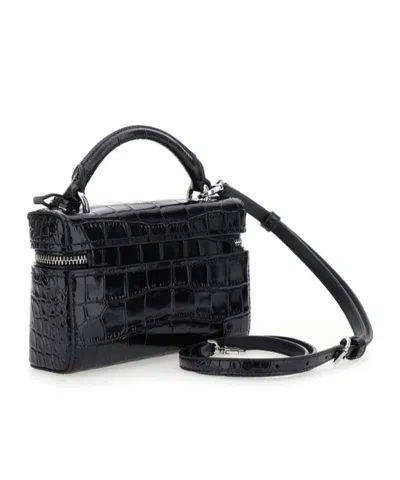 Michael Kors Black Vanity Bag With Logo Lettering On The Front In Crocodile Effect Leather Woman In Black
