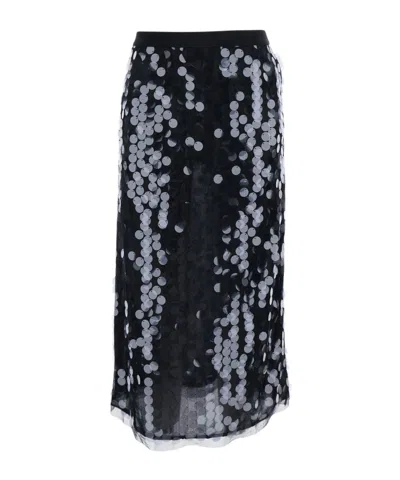 Semicouture Black Skirt With All-over Sequins In Tech Fabric Woman In Black