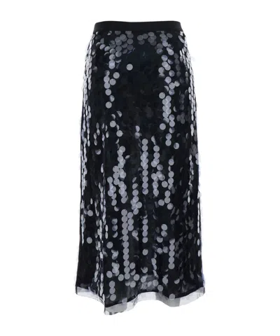 Semicouture Black Skirt With All-over Sequins In Tech Fabric Woman In Black