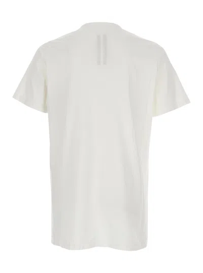 Rick Owens Drkshdw White Crewneck T-shirt With Logo Print On The Front In Cotton Man In White