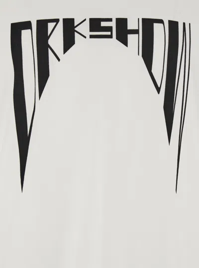 Rick Owens Drkshdw White Crewneck T-shirt With Logo Print On The Front In Cotton Man In White