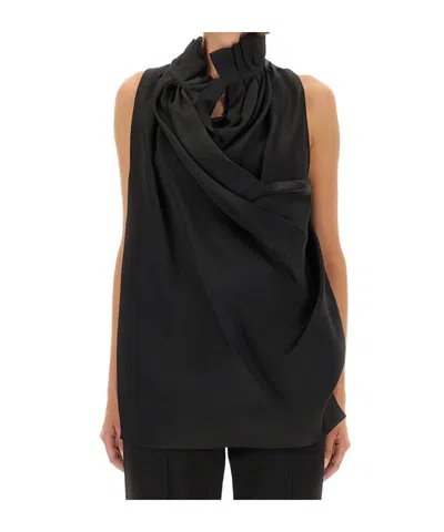 Khaite Black Solid Mock Collar Top In Black