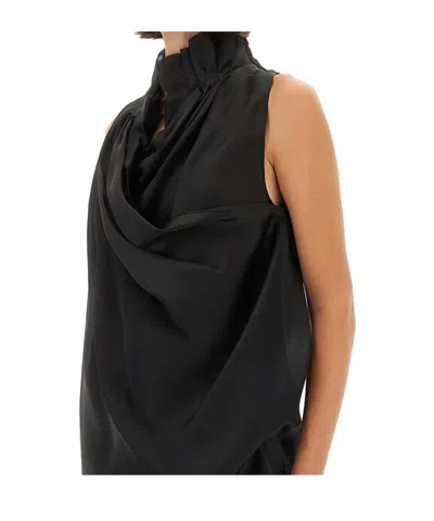 Khaite Black Solid Mock Collar Top In Black