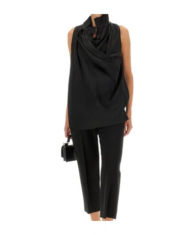Khaite Black Solid Mock Collar Top In Black