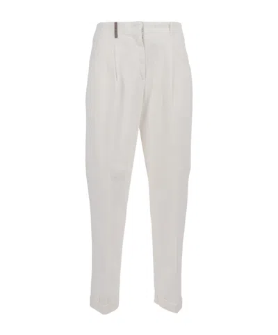 Peserico Cropped Trousers With Tapered Leg In White