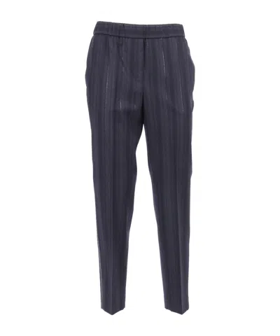 Peserico Tailored Trousers With Metallic Stripe In Blue