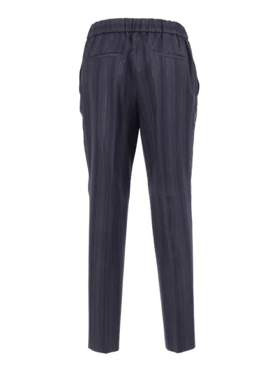 Peserico Tailored Trousers With Metallic Stripe In Blue