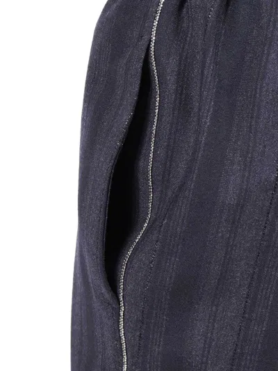 Peserico Tailored Trousers With Metallic Stripe In Blue