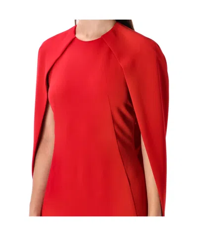 Alberta Ferretti Women Red Long Dress With Hooded Sleeves And Cut Out On The Back In Fabric Woman