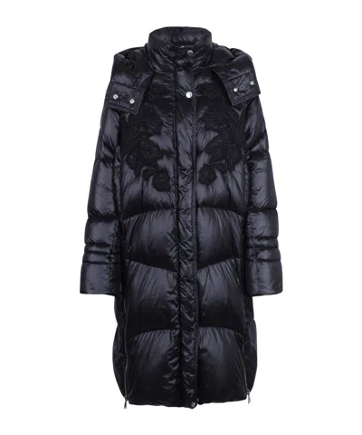 Ermanno Firenze Hooded Quilted Coat In Black