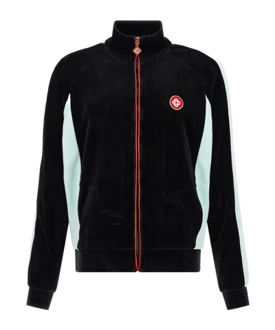 Casablanca High Collar Sweatshirt Featuring Contrast Panels In Black