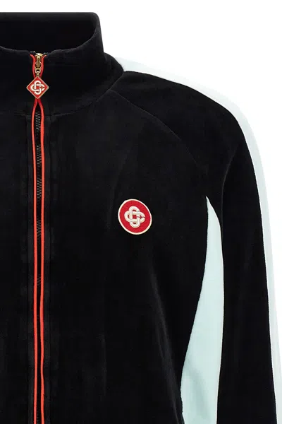 Casablanca High Collar Sweatshirt Featuring Contrast Panels In Black