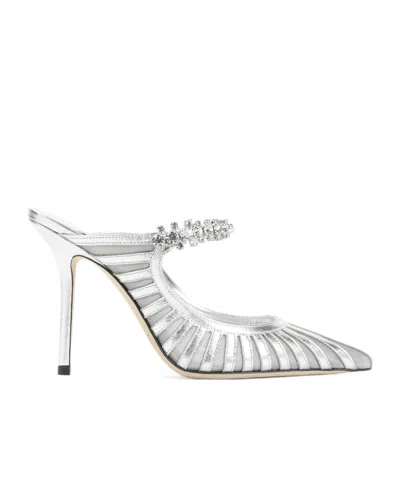 Jimmy Choo Striped Mesh Stiletto Pumps Strap In Silver