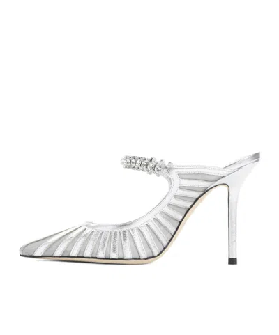 Jimmy Choo Striped Mesh Stiletto Pumps Strap In Silver