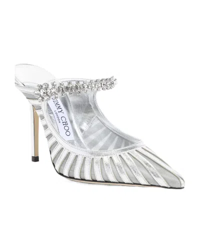 Jimmy Choo Striped Mesh Stiletto Pumps Strap In Silver