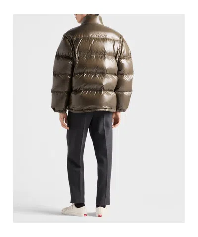 Prada Medium Down Jacket In Re-nylon In Brown