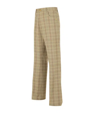 Amiri Beige Virgin Wool Blend Trousers Men In Green