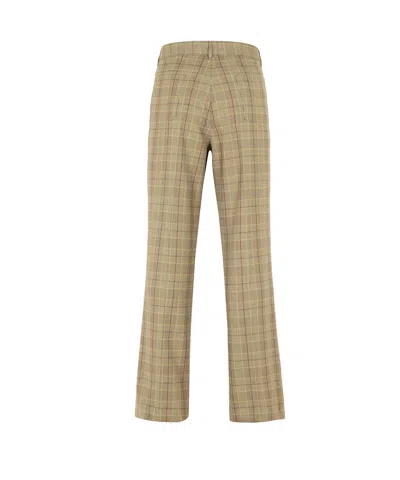 Amiri Beige Virgin Wool Blend Trousers Men In Green