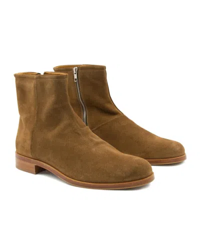 Common Projects Zipped Boot Ankle Boots In Camel Suede In Brown