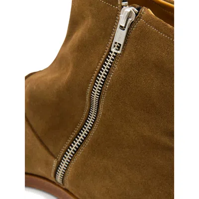 Common Projects Zipped Boot Ankle Boots In Camel Suede In Brown