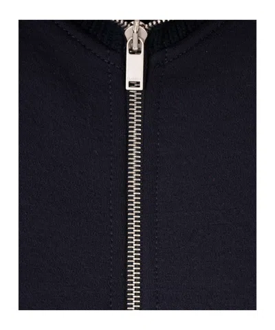 Jil Sander Wool Blend Bomber Jacket With High Collar In Blue