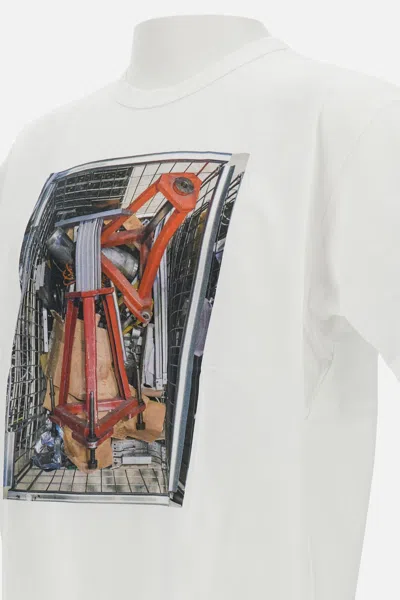 Junya Watanabe Cotton Jersey T-shirt With Screen-printed Graphic In White