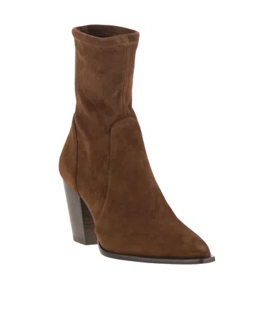 Stuart Weitzman Yuliana Pointed-toe Sock Boots In Brown