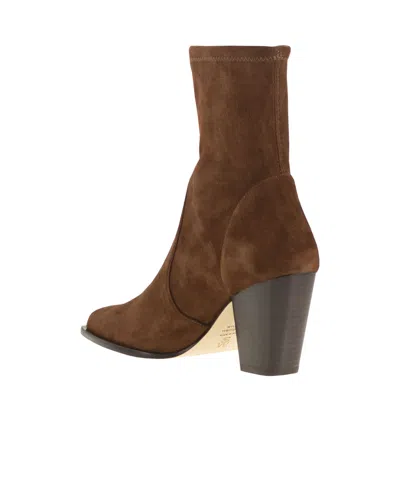 Stuart Weitzman Yuliana Pointed-toe Sock Boots In Brown