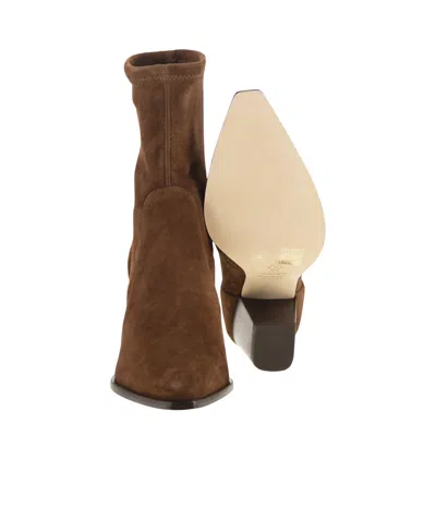 Stuart Weitzman Yuliana Pointed-toe Sock Boots In Brown