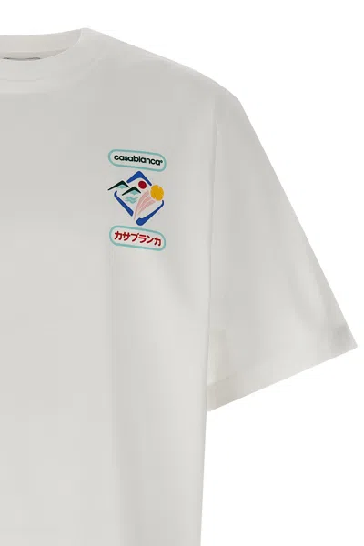 Casablanca Montagne Ondulee Crewneck T-shirt In White