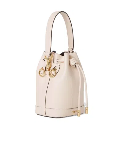 Fendi Women Ivory Leather Mon Tresor Bucket Bag In Brown