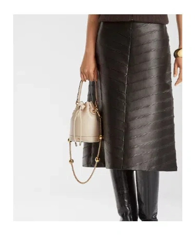 Fendi Women Ivory Leather Mon Tresor Bucket Bag In Brown