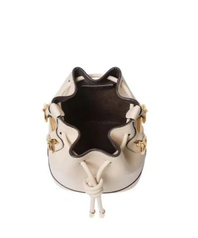 Fendi Women Ivory Leather Mon Tresor Bucket Bag In Brown