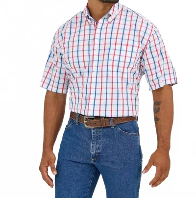 Wrangler Men's Classic Plaid Shirt In Blue/red In White