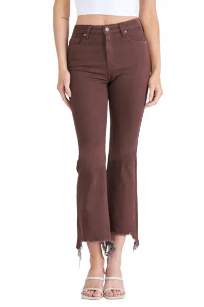 Hidden Happi High-rise Crop Flare Jean In Chocolate In Brown