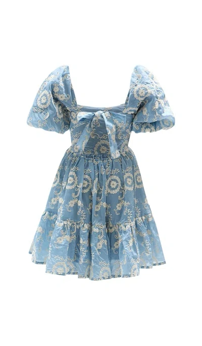 Bardot Junior Kids' Ellory Broderie Mini Dress In Baby Blu