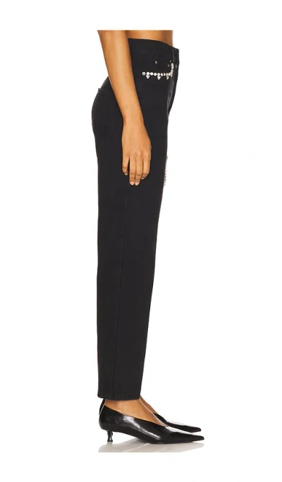 Area Crystal Heart High Rise Straight Leg Jeans In Black